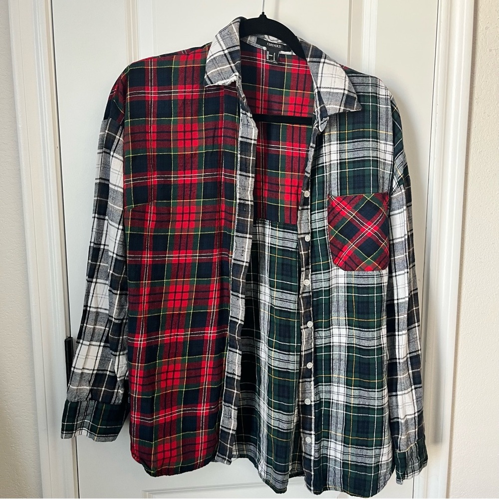 Plaid Patchwork Women's Shirt - Small